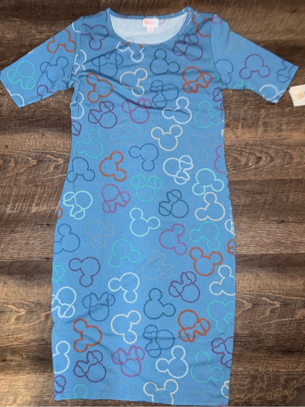 LuLaRoe Disney Mickey Mouse Julia Dress Blue Doodle Women’s Size Small NWT